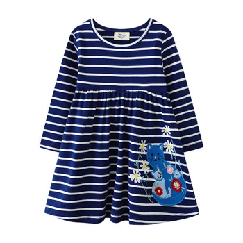 Girls dress spring and autumn 2024 new style little girl stylish baby striped princess dress