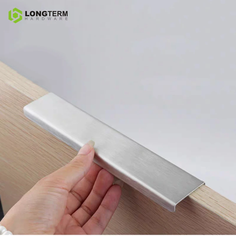 Modern Stainless Steel Corner Profile Metal Furniture Door Hardware Hidden Kitchen Dresser Drawer Cabinet Flush Pull Knob Handle
