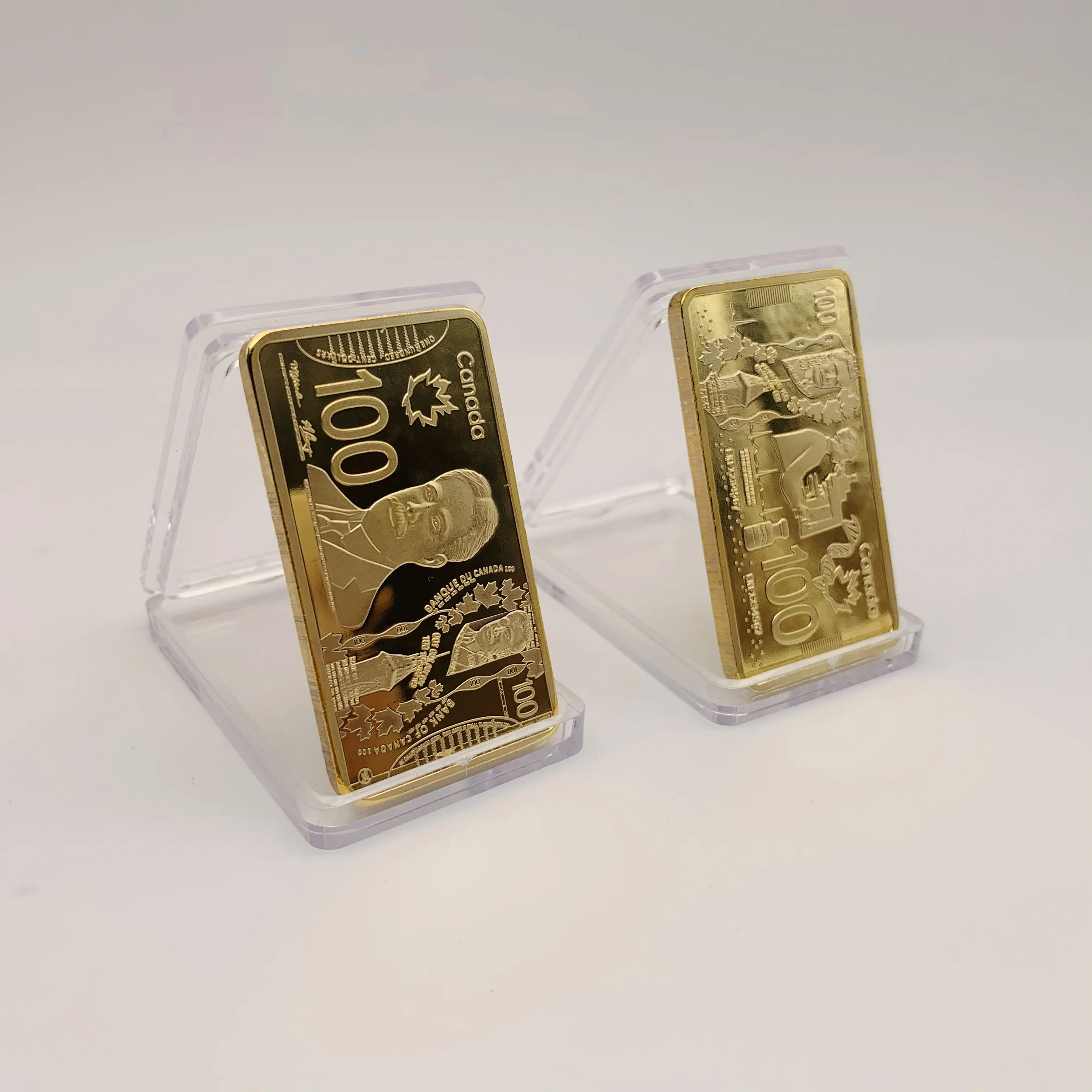 스틸 메탈 캐나다 메이플 리프 기념 대통령 스퀘어 코인 커스텀 골드 도금 바