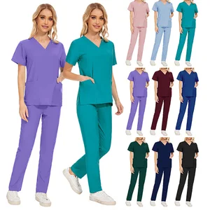 Quick-dry Nursing Work Uniforms Garment Custom Logo Printed Scrubs Uniforms Sets Medical Hospital Unisex uniforme de enfermera