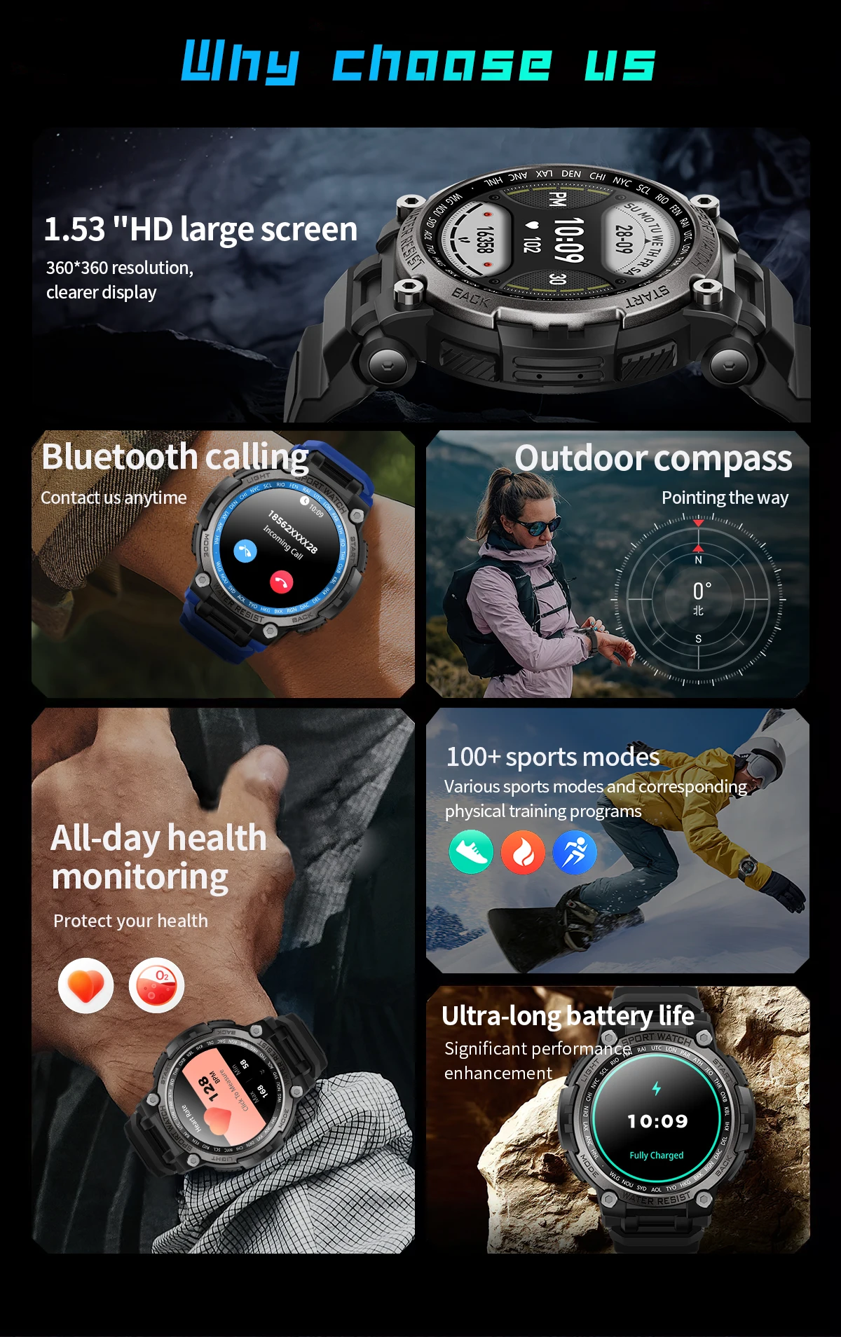 Chinese factory supplier supply  Men Sports Smart Watch Lc17 Waterproof 1.53inch Screen Bt Call Blood Oxygen Heart Rate Outdoor Compass Smartwatch 2025 - Buy Men Sports Smart Watch sports Smart Watch For Men outdoor Compass Smartwatch 2025