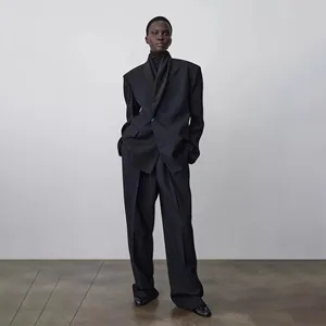 High-Fixed V-Neck Black Business Suit Women's Cold Minimalist 2026 Spring Autumn Niche Design 100% Polyester Single Button Suit