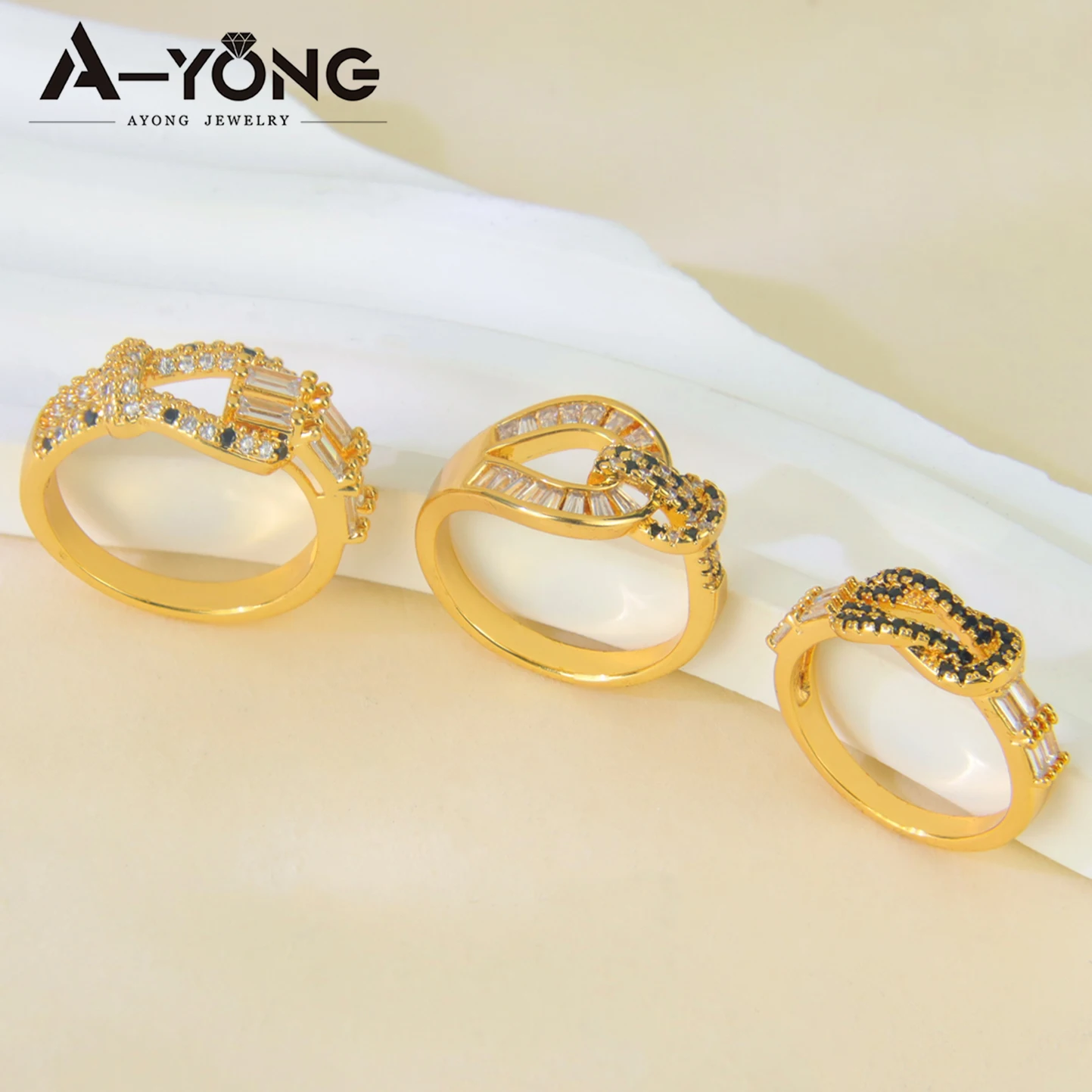 2025 New Fashion Gold Plated Ring with 21k Gold Color Zircon