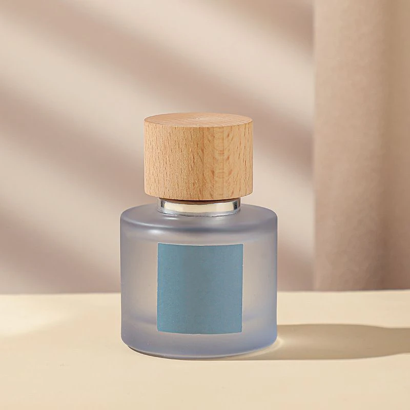 30ml 50ml 100ml Empty Vintage Spray Perfume Bottle Smoky Green Red Blue Frosted 50 ml Glass Round Perfume Bottles with Wood Lid