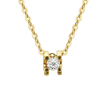 Luxury Real Gold Jewelry 18K Pure Gold Necklace Natural Diamond Illusion Setting