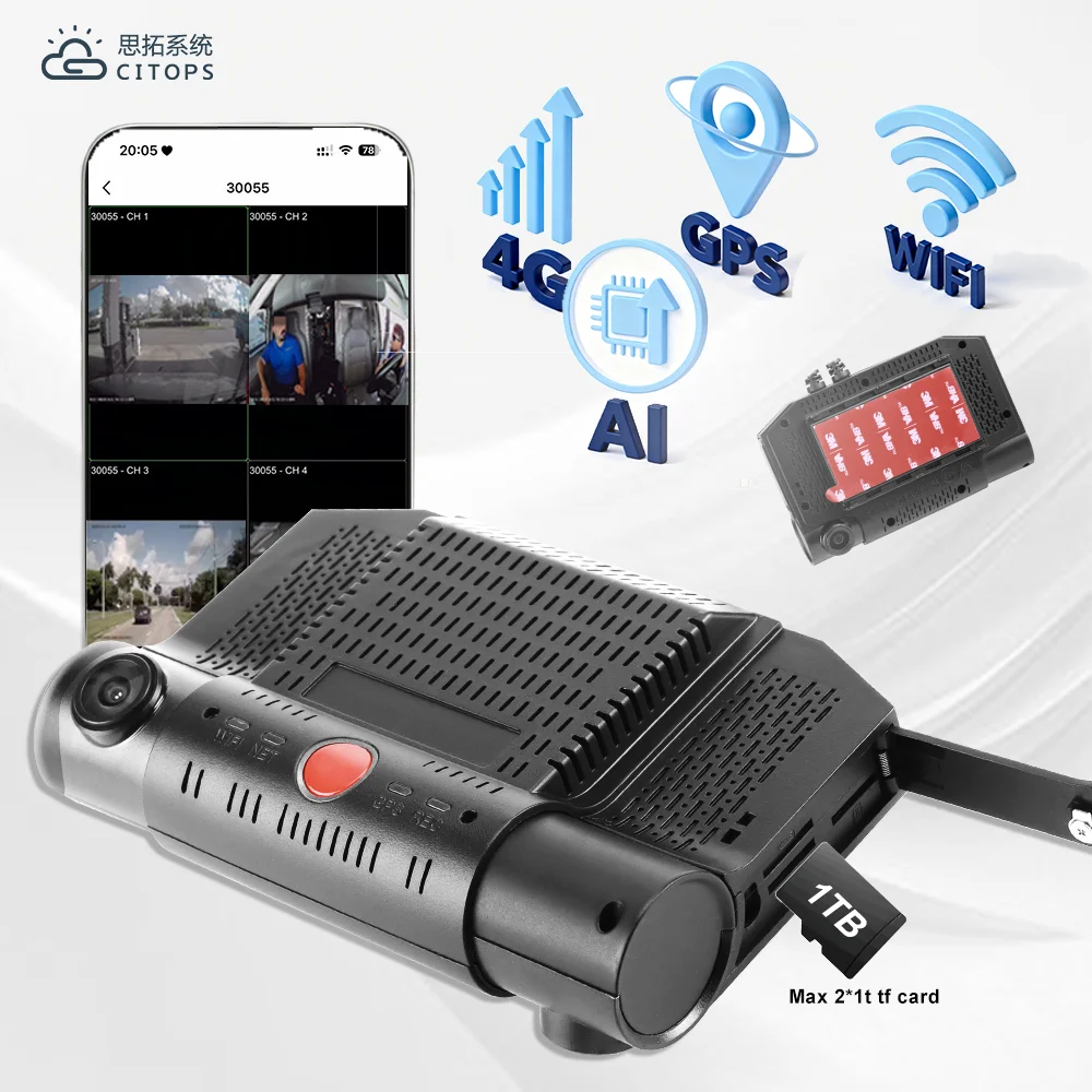 Dual Camera 2CH 1080P Mobile MDVR Car DVR Front & Driver Remote Monitoring Vehicle DVR 4G GPS Dual TF Card Taxi Recording System