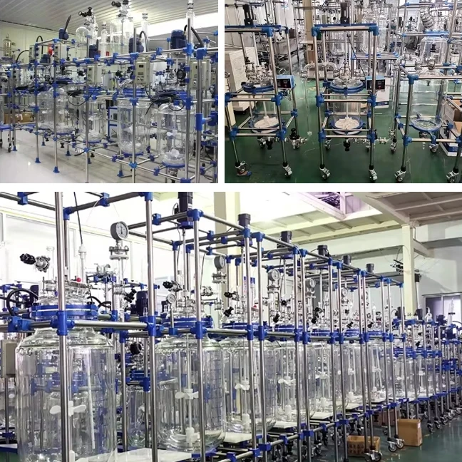 TOPTION Factory Price Lab Chemical Double Wall Layer With Heater Chiller Jacketed Glass Reactor