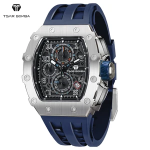 TSAR BOMBA Men's Luxury Wristwatch Hot Selling Fashion Tonneau Silica Watch with Seiko Movement