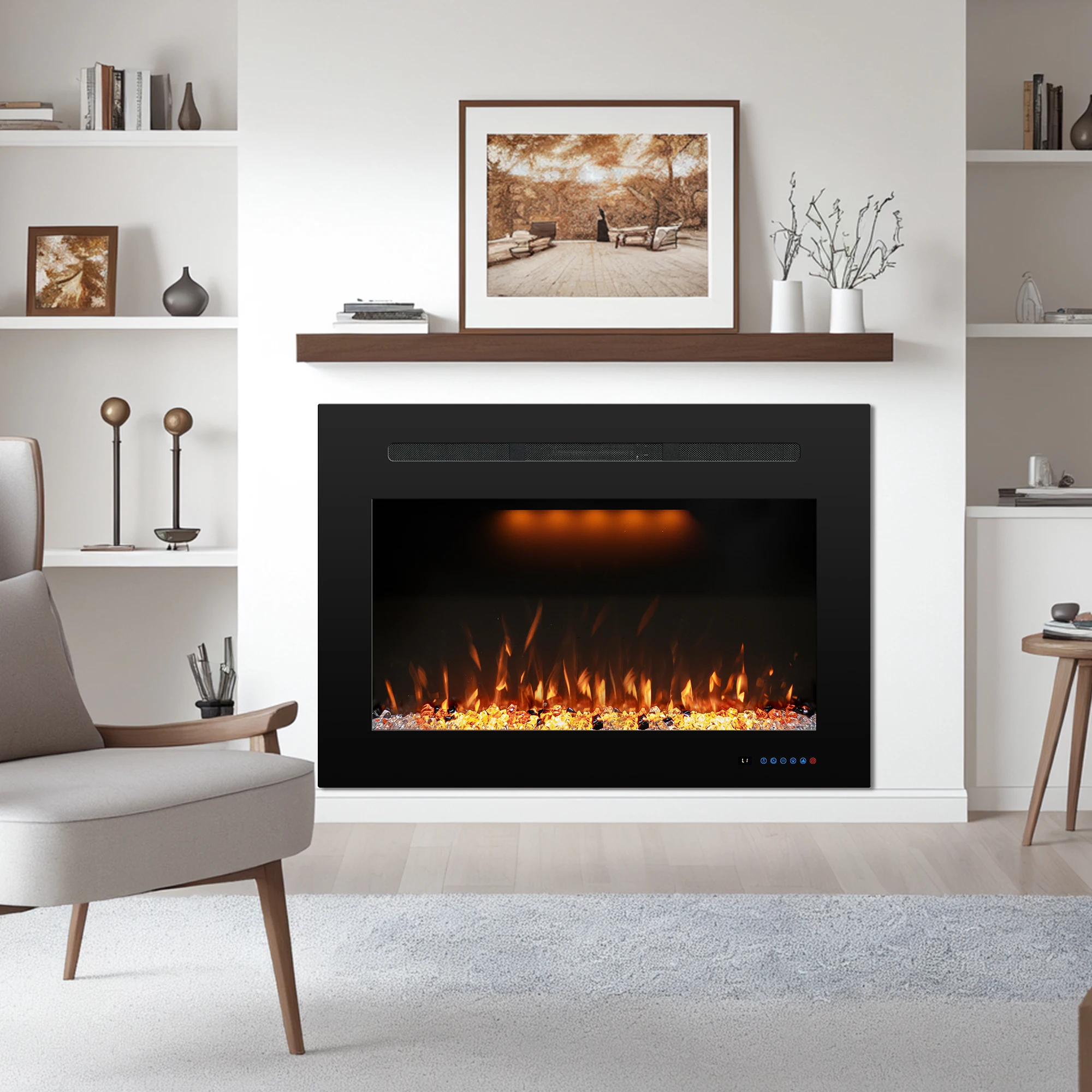 Luxstar 36" Modern Electric Fireplace Professional Touch Control ...