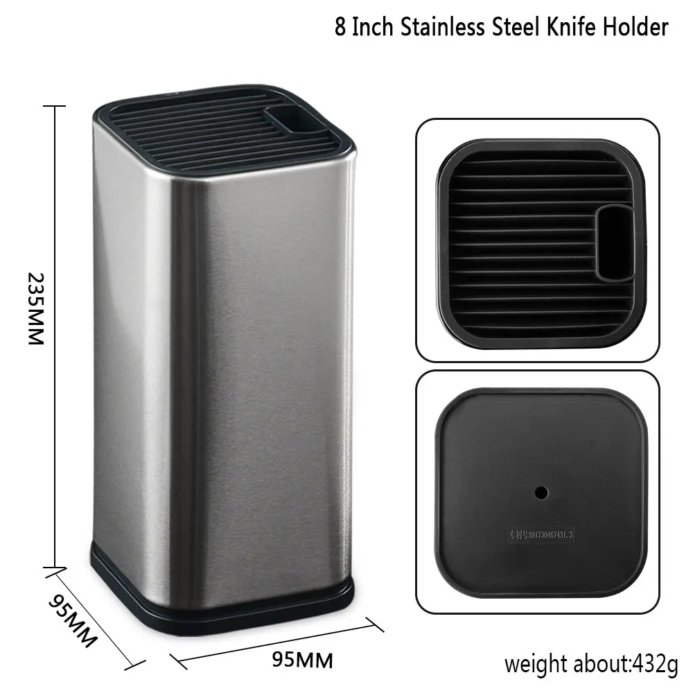 Stainless Steel Chef Knife Set with Hollow Handle & Knife Stand for Meat & Steak Cutting Laser Logo for Restaurants