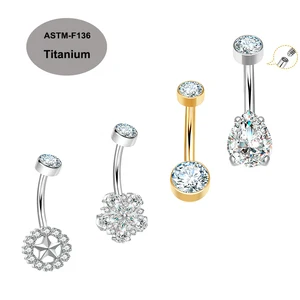 Implant Grade Titanium Belly Button Rings ASTM F136  Titanium Navel Piercing Fashion Piercing Jewelry Ready to Ship