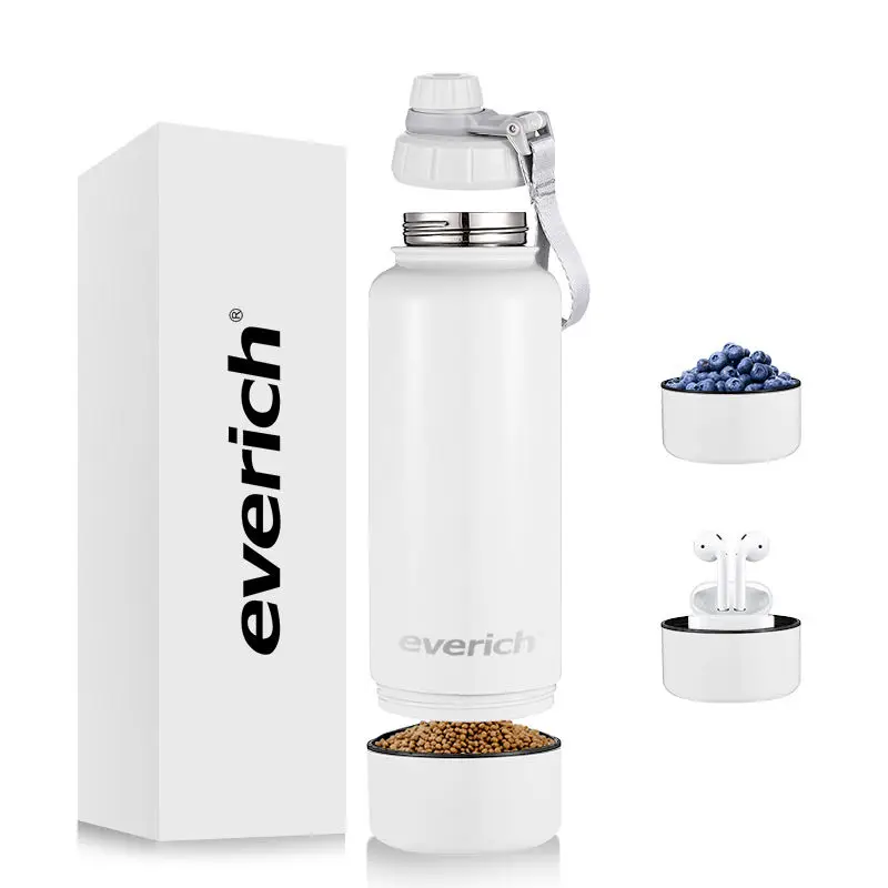 2024 Popular Item 32oz 2 in 1 Stainless Steel Outdoor Vacuum Insulated Water Bottles with Storage Jar