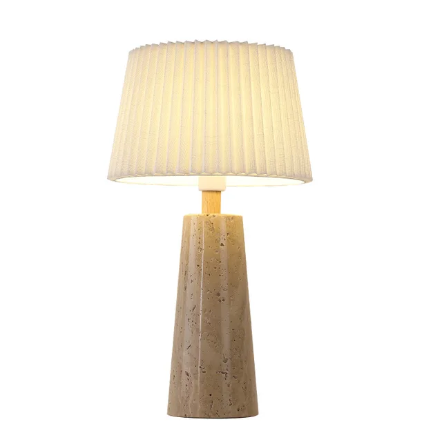 Simple Design Yellow Travertine Stone Table Light Japanese Hotel Table Deco Lamp Homestay Living Room Bedroom Table Lamp