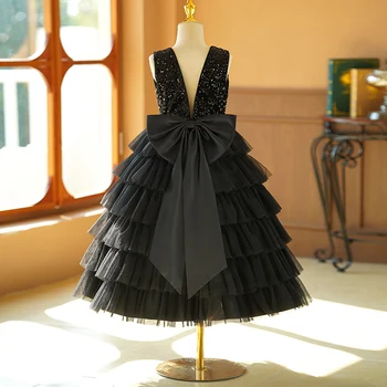 Elegant Summer Chick Clothes for Girls Lace Baby Fancy Frocks Floral Print Formal O-Neck Knee-Length Chiffon Party for Children