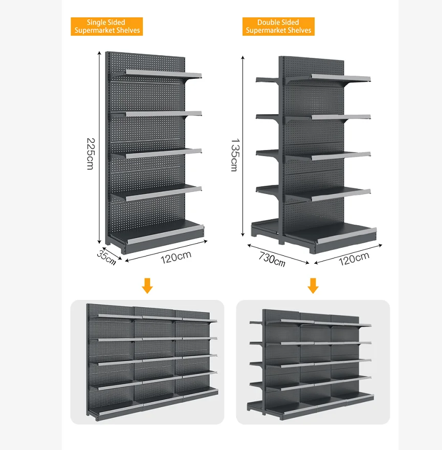 Manufacturers Shop Display Gondola Shelving Doublesided Supermarket Wall Wooden Shelves For