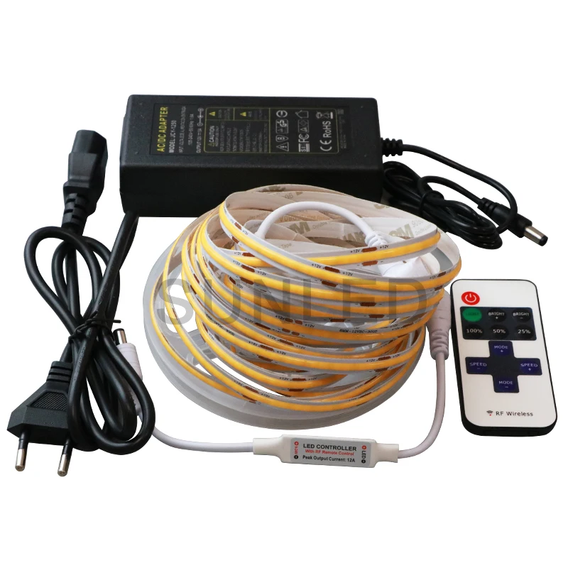 Sunled Factory LED Strip IP20 COB Strip Set Dc12v 300leds w Ww Cw LED COB Strip