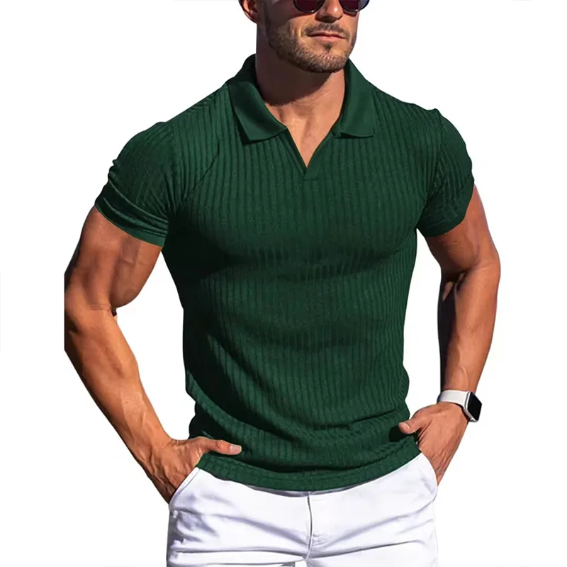 High Quality Breathable Solid Color Slim Fit Casual Sporty Design Men's Short Sleeve Str aperçu 8