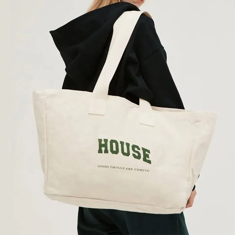 Custom Logo Letter White Blank Large Canvas Tote Bag - Buy Custom Tote ...