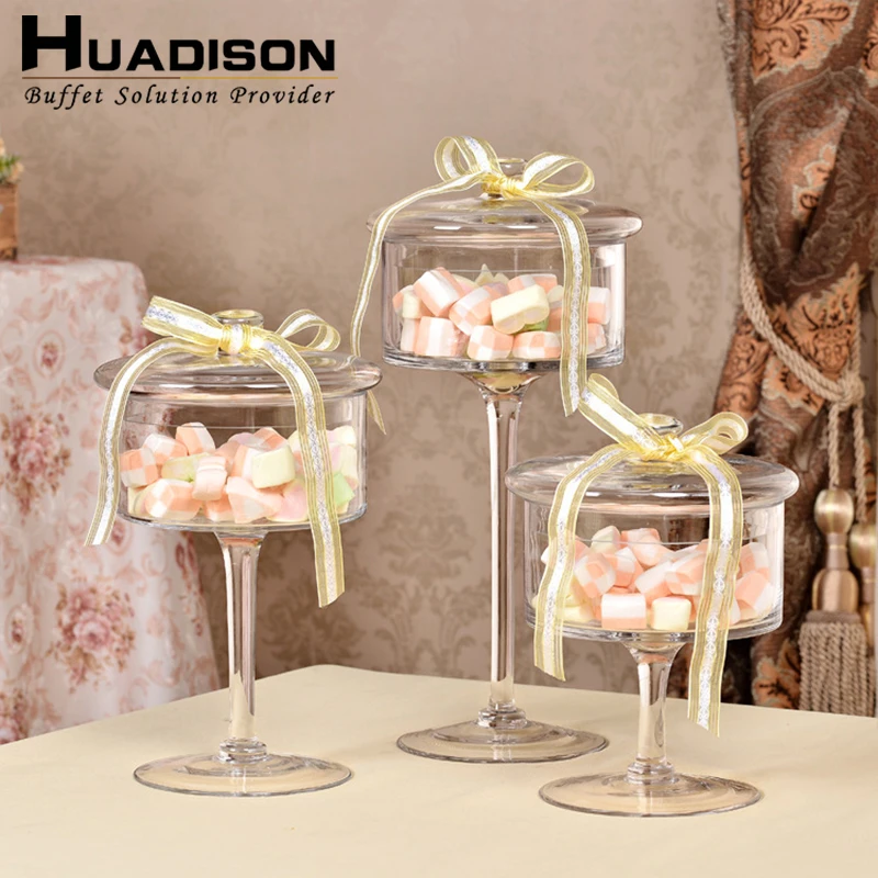 Huadison Catering Equipment Luxury Wedding Decorations showcase Dessert Riser Banquet Buffet Display Glass Stand for Party