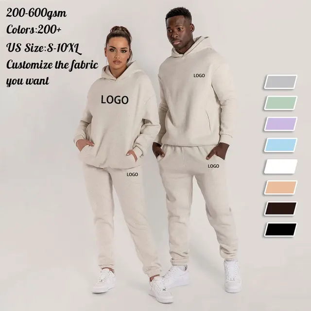 Custom Logo Print Cotton Blank Thick Luxury Hoodies Tracksuit Unisex Fleece Embroidery Bulk Heavyweight Plain Men Hoodies