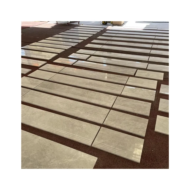 Customizable Light Grey Marble Stair Step Tiles Cheap Marble Step Stairway for Interior Double-story House Marble  Design