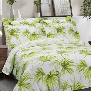 Wholesale Bedsheets Sets Cotton Duvet Cover Customized Print Designs Bed Sheet Green Bedding Set
