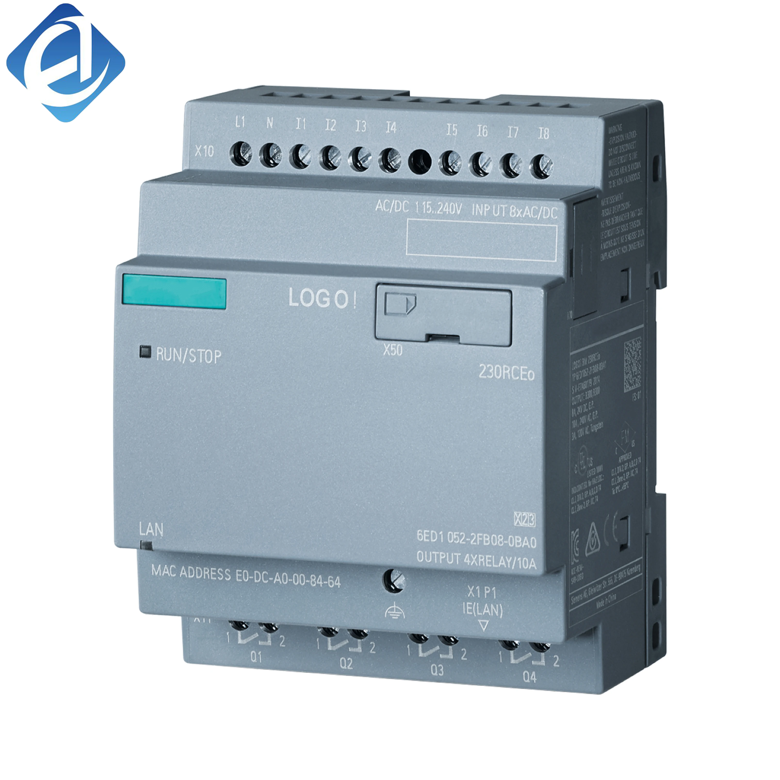New Original 6ED1 052-2FB08-0BA0 6ED1052-2FB08-0BA0 logic module for Siemens LOGO! series, with integrated display, 8 digital inputs, 4 relay outputs, simple programming, and compact structure. Widely used for small automation tasks, lighting control, 
