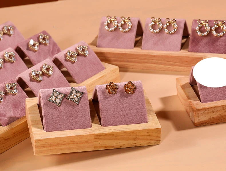Homeanda Foldable Wood & Velvet Earring Display Organizer - 50 Slots, Ring Or Earring Tray