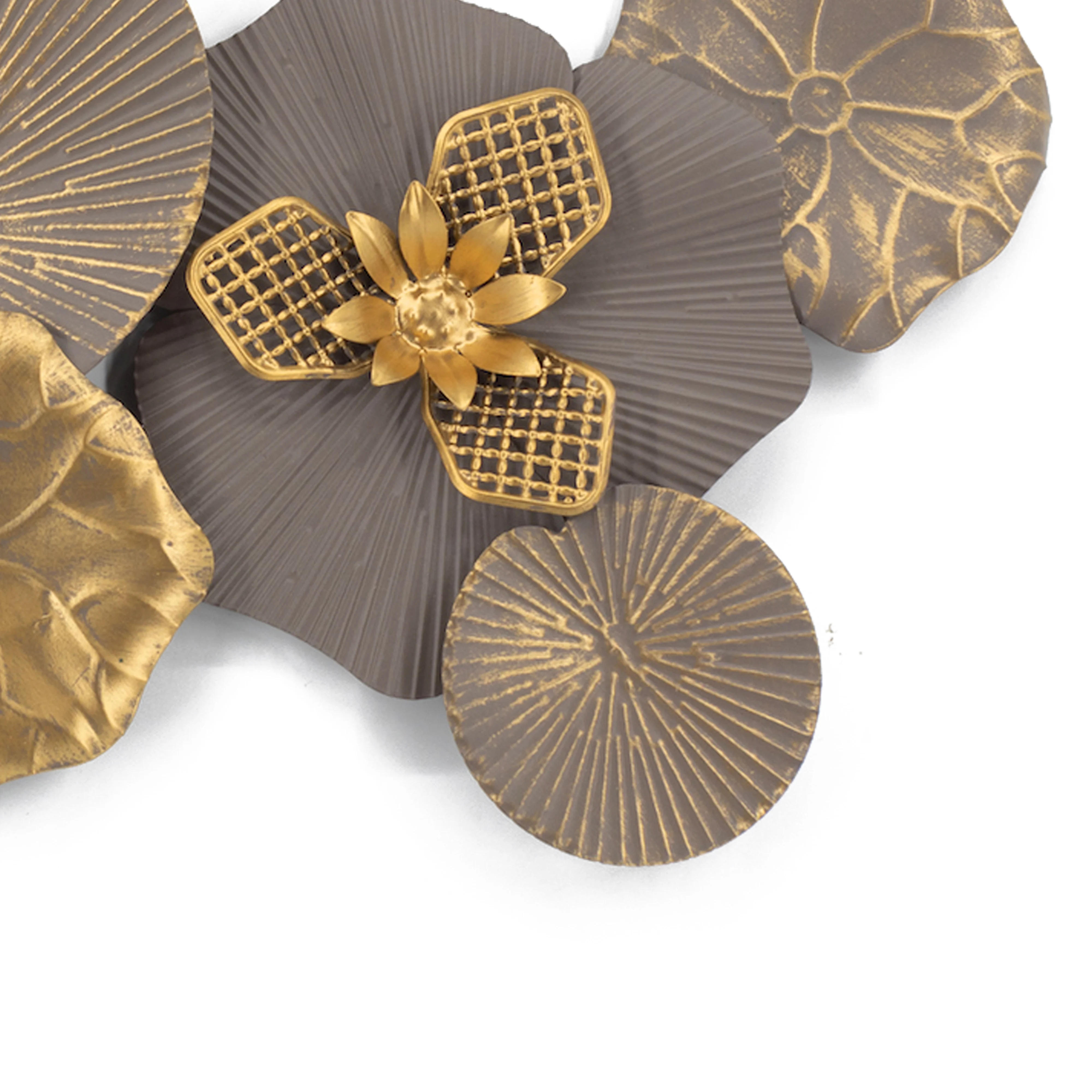 Home Studio Decor Accessories CHINESE Art Products Metal Flower Floral Metal Wall Art Gold