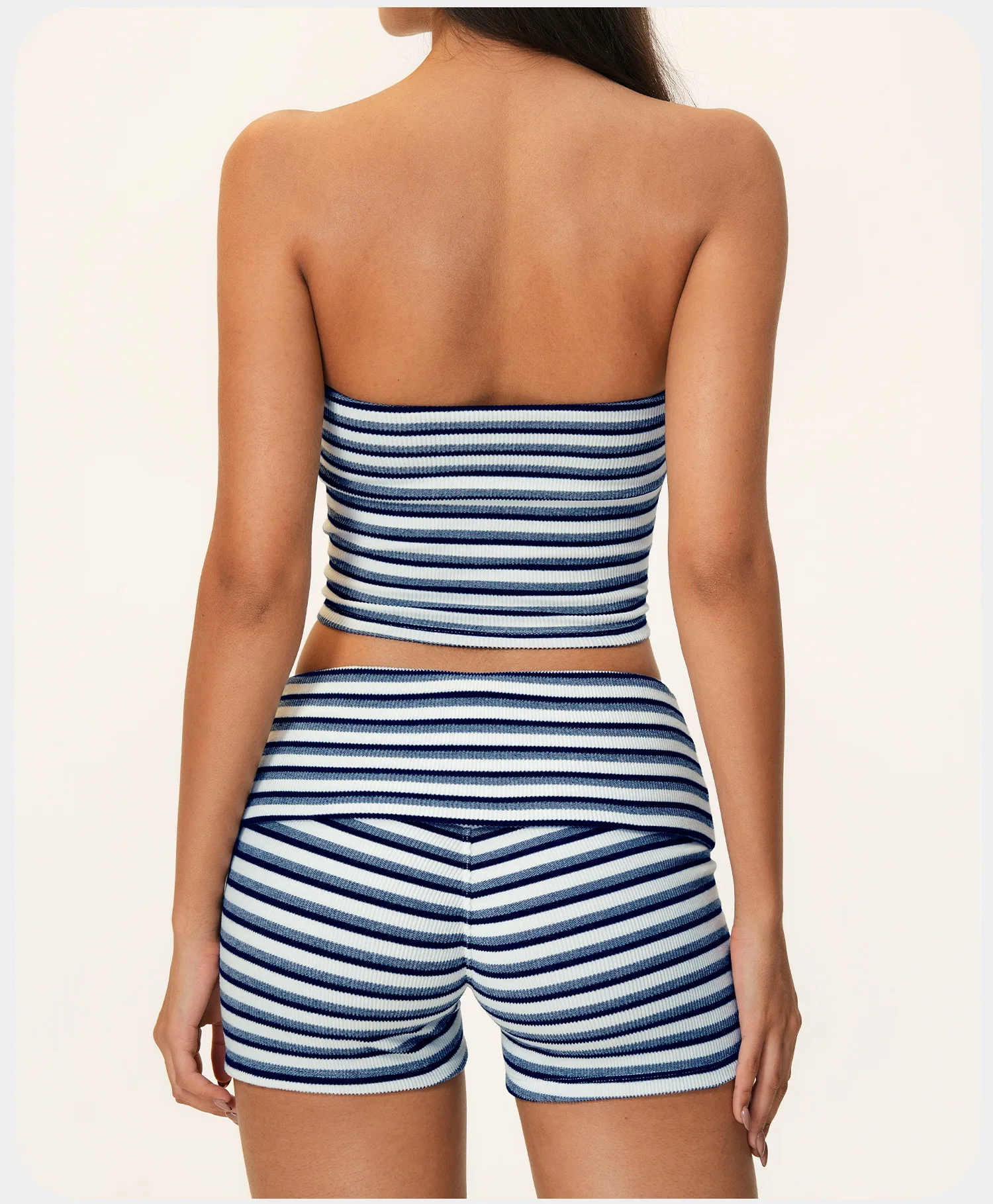 Womens Striped Three Piece Yoga Set Breathable Four Way Stretch Crop Cardigan Wide Leg Pants Activewear — detail