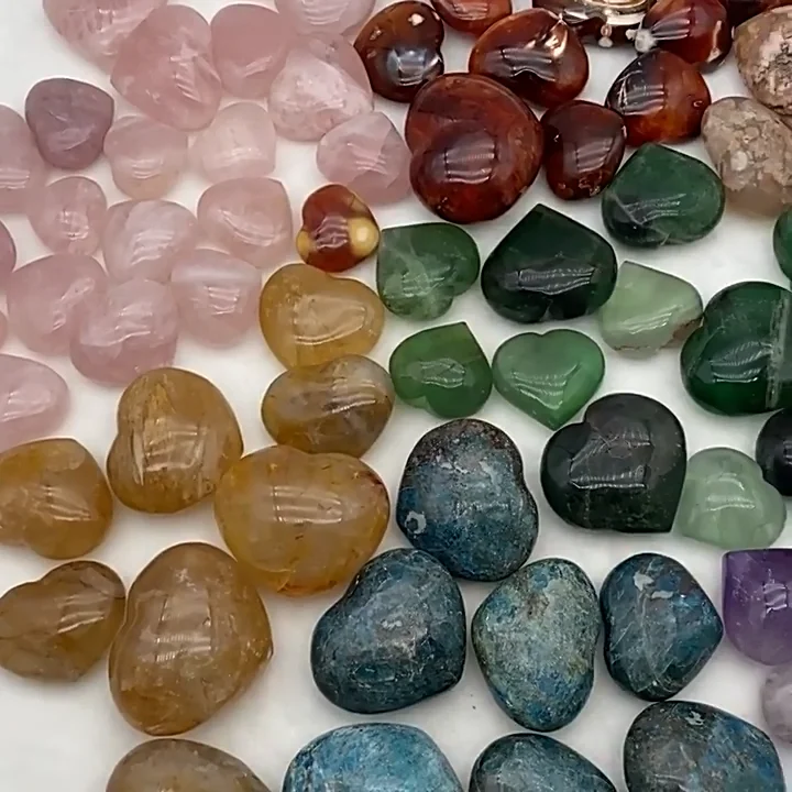 wholesale natural flower agate quartz crystal heart cherry