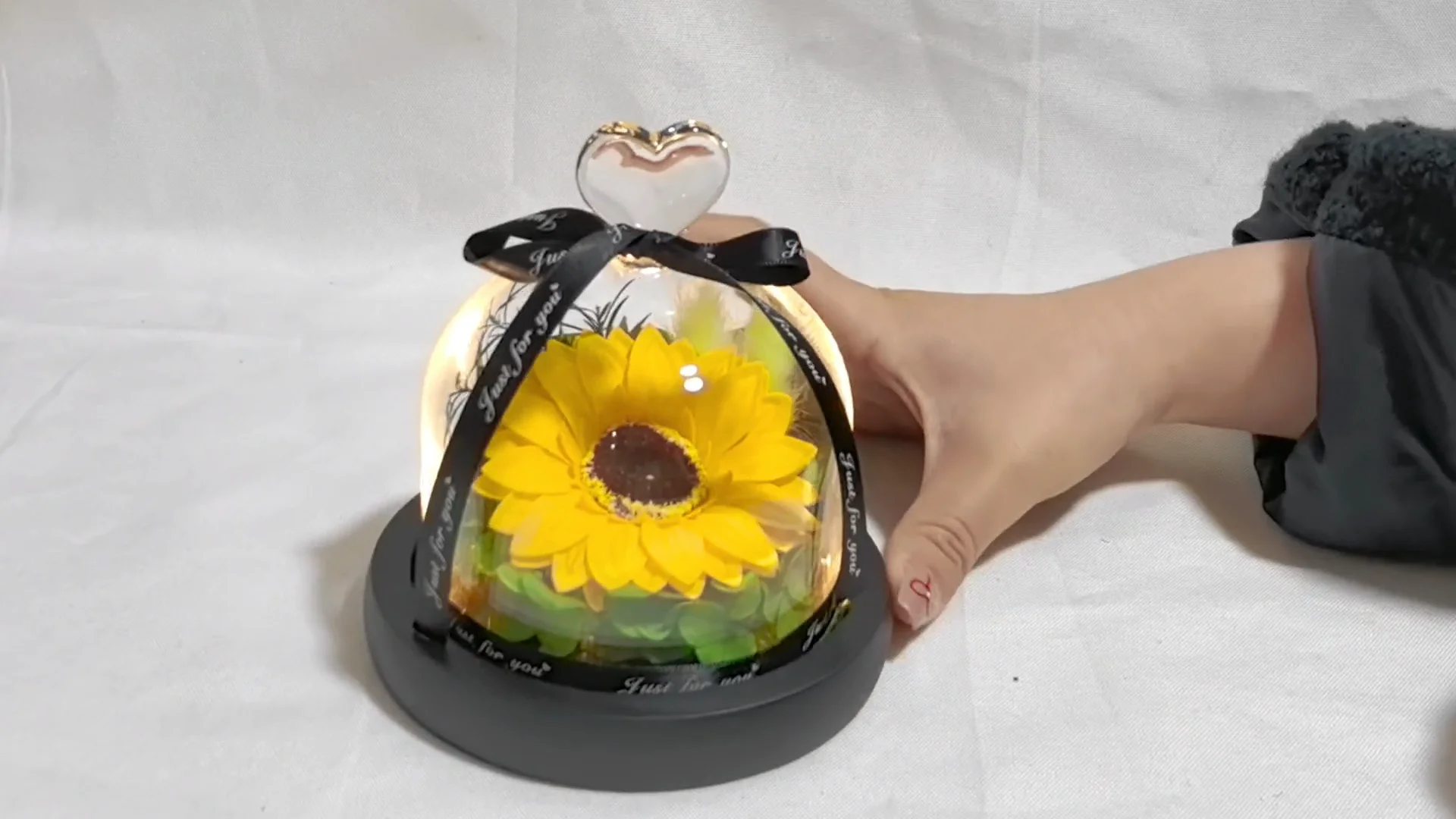 Sunflower Gifts For Women, LED Flower Lamp In Glass Dome, Sunflowers - View #2