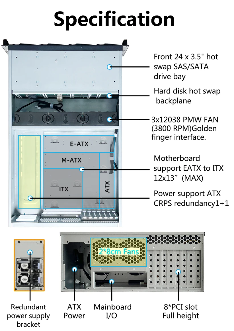 Rackmount Backplane ZhenLoong LF24 Series Server case 4u 24 Bay Rackmount Hot Swap HDD SAS ...