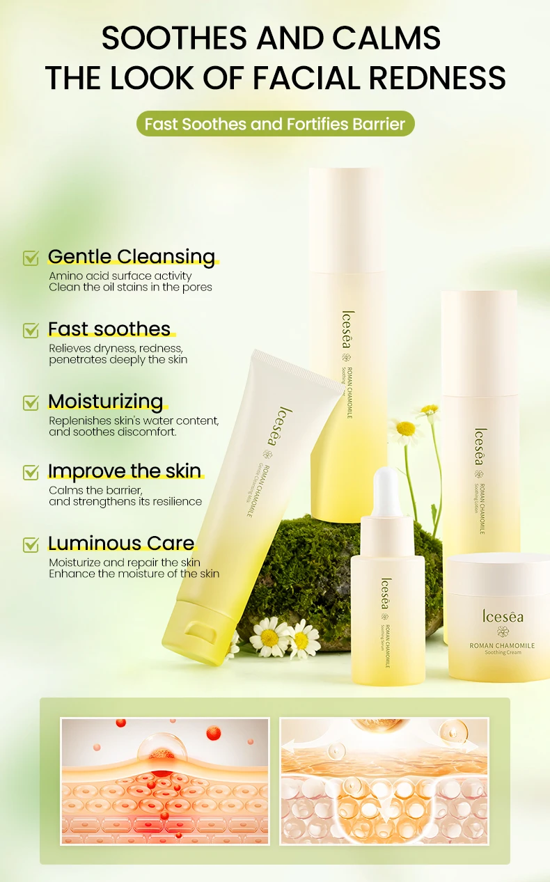 Icesea Australia Chamomile Facial Skin Care Set for Sensitive Skin-Moisturizer Soothing Redness & Dryness Relief(pic2)