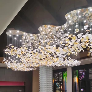 Premium Modern Custom Crystal Chandelier Luxury Ceiling Bedroom Maple Leaf Glass Hanging Pendant Lamp Light for Hotels