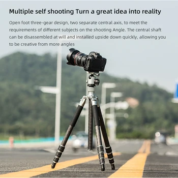 Fotopro Professional Good Quality Carbon Fiber Lightweight Extendable Dslr Camera DV Head Stand Tripod Set detail image