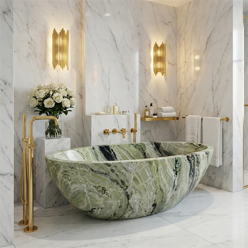 product modern luxury shangrila  marble bathtub portable foldable eco friendly natural stone for apartment hotel villa bathroom-4