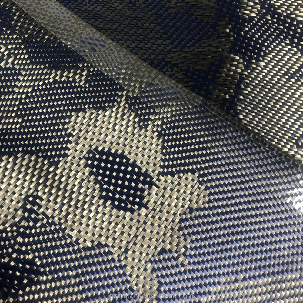 240gsm Blue Camouflage Jacquard Carbon Aramid Hybrid Fiber Fabric for Use Carbon Fiber Fabric with Camouflage Design