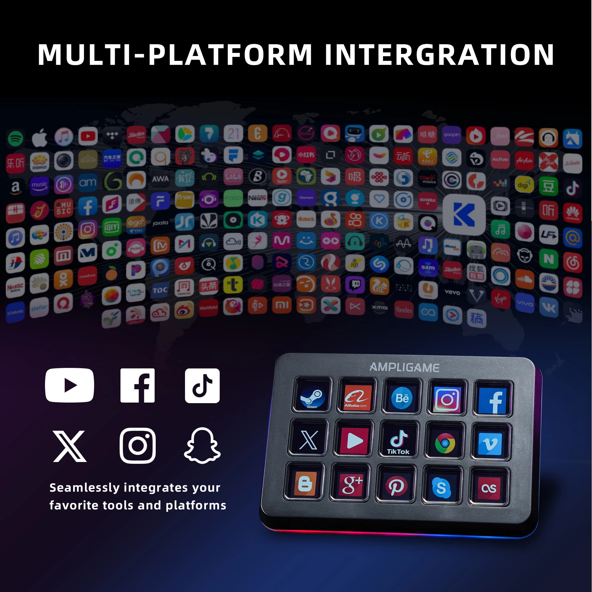 Fifine Stream Controller LCD Key Console Stream Controller Customizable Pad with Monitor Bar for Video Editing Live Streaming