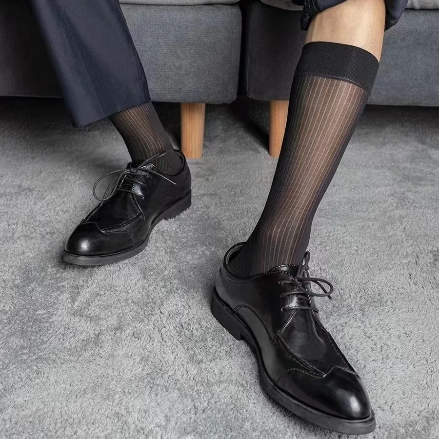 sheer dress socks men Mens Red Origins Silky Sheer Knee-High OTC Nylon Dress Socks TNT
