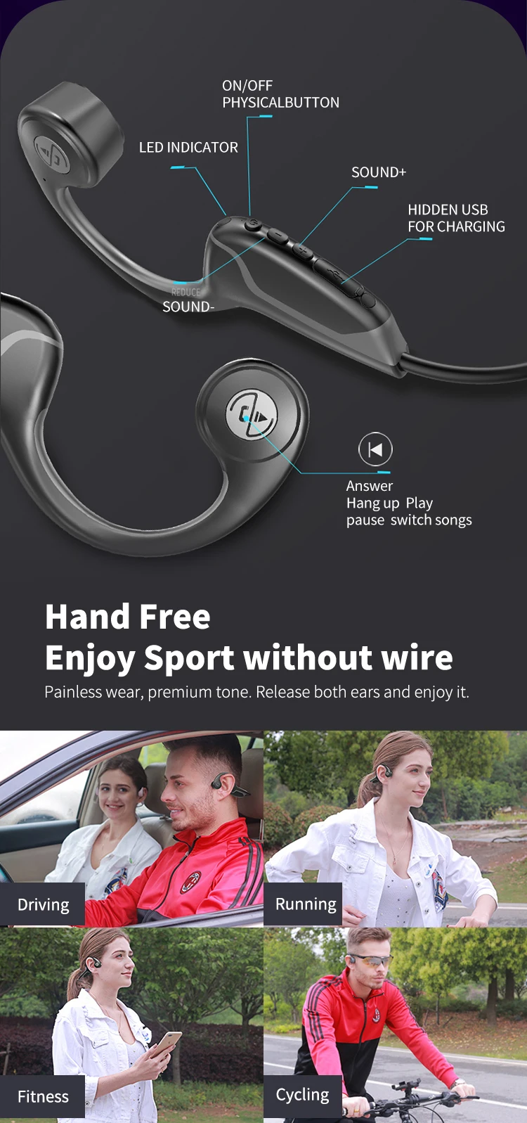 Z8pro Bone Conduction Headphone Wireless Headphone For Running Driving