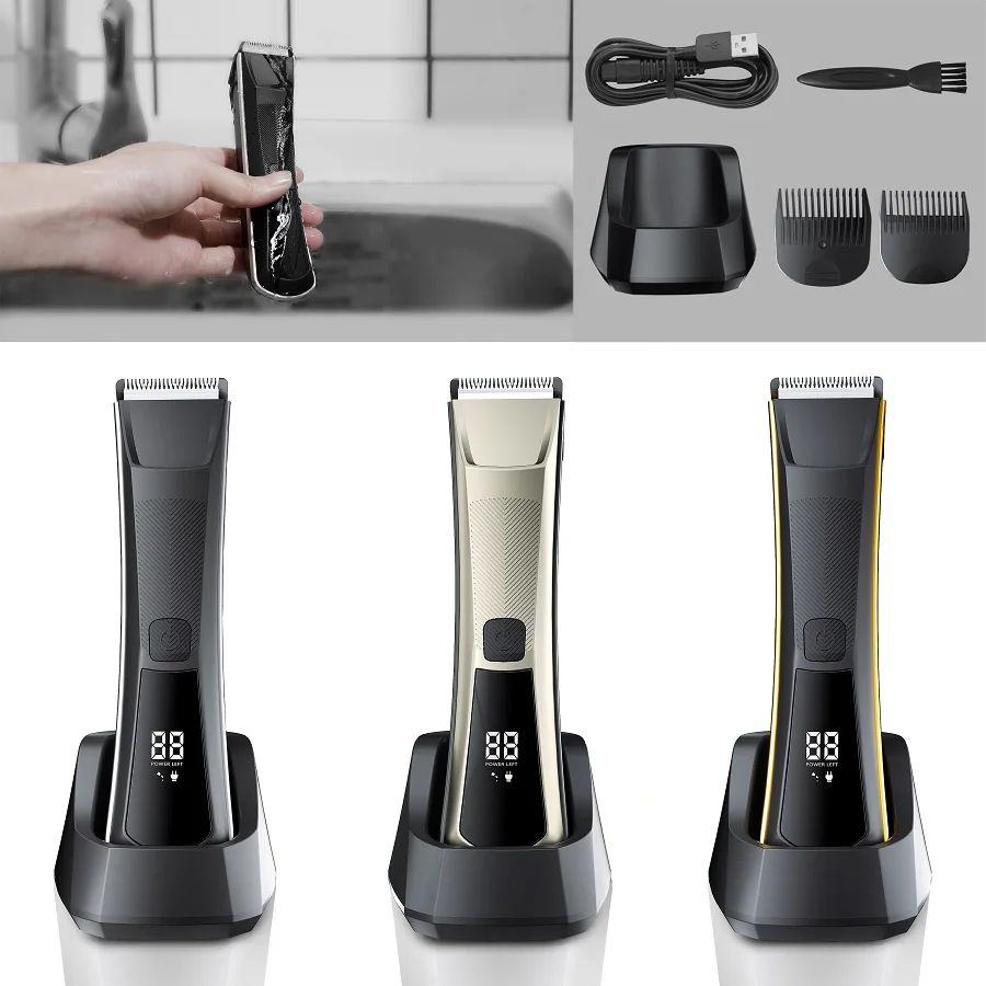 Waterproof Full Body Hair Trimmer Clipper Rechargeable Groin Groomer Electric Shaver Manscaping