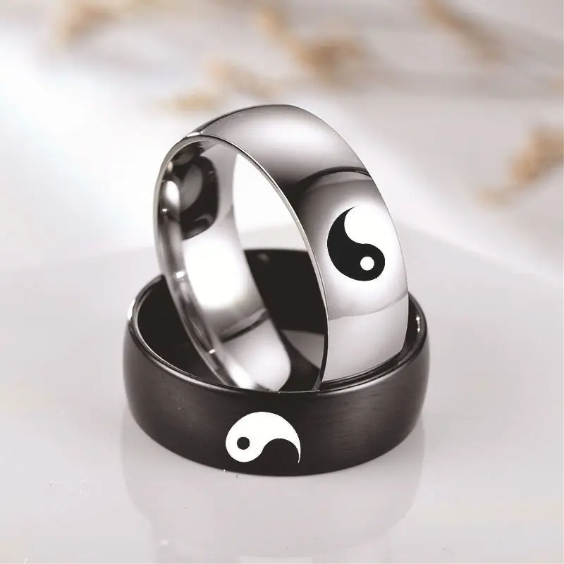 Yin Yang Matching Stainless Steel Rings Yin Yang Couple Rings