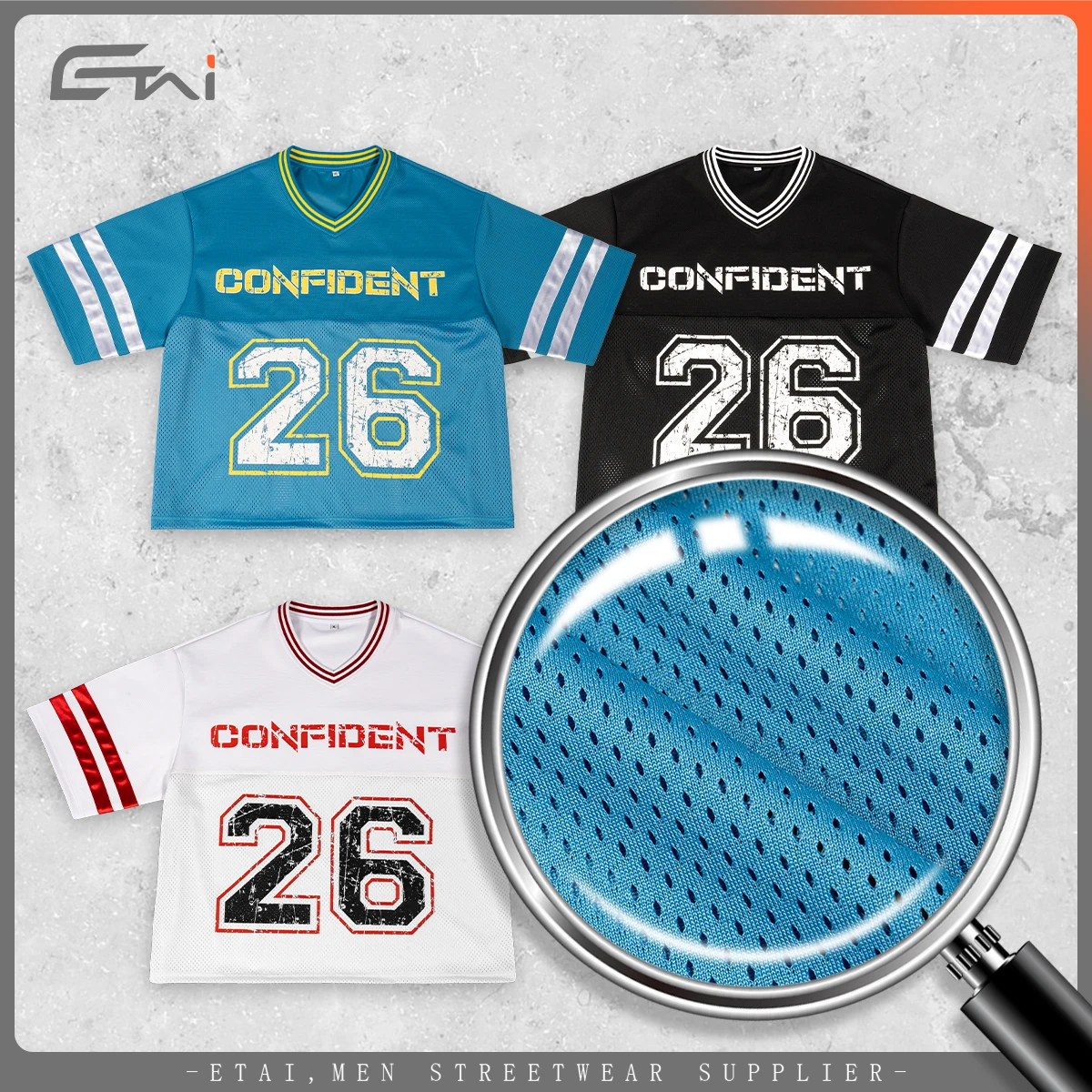 100% Polyester Custom Logo Color T Shirts Sports Wear Boxy Basketball Baseball Football Soccer Retro Mesh Jersey Tshirt for Men