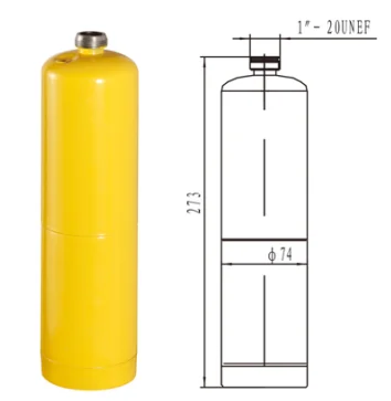 Empty R134a Cylinder - 1L Steel Gas Tank for Candela Lasers