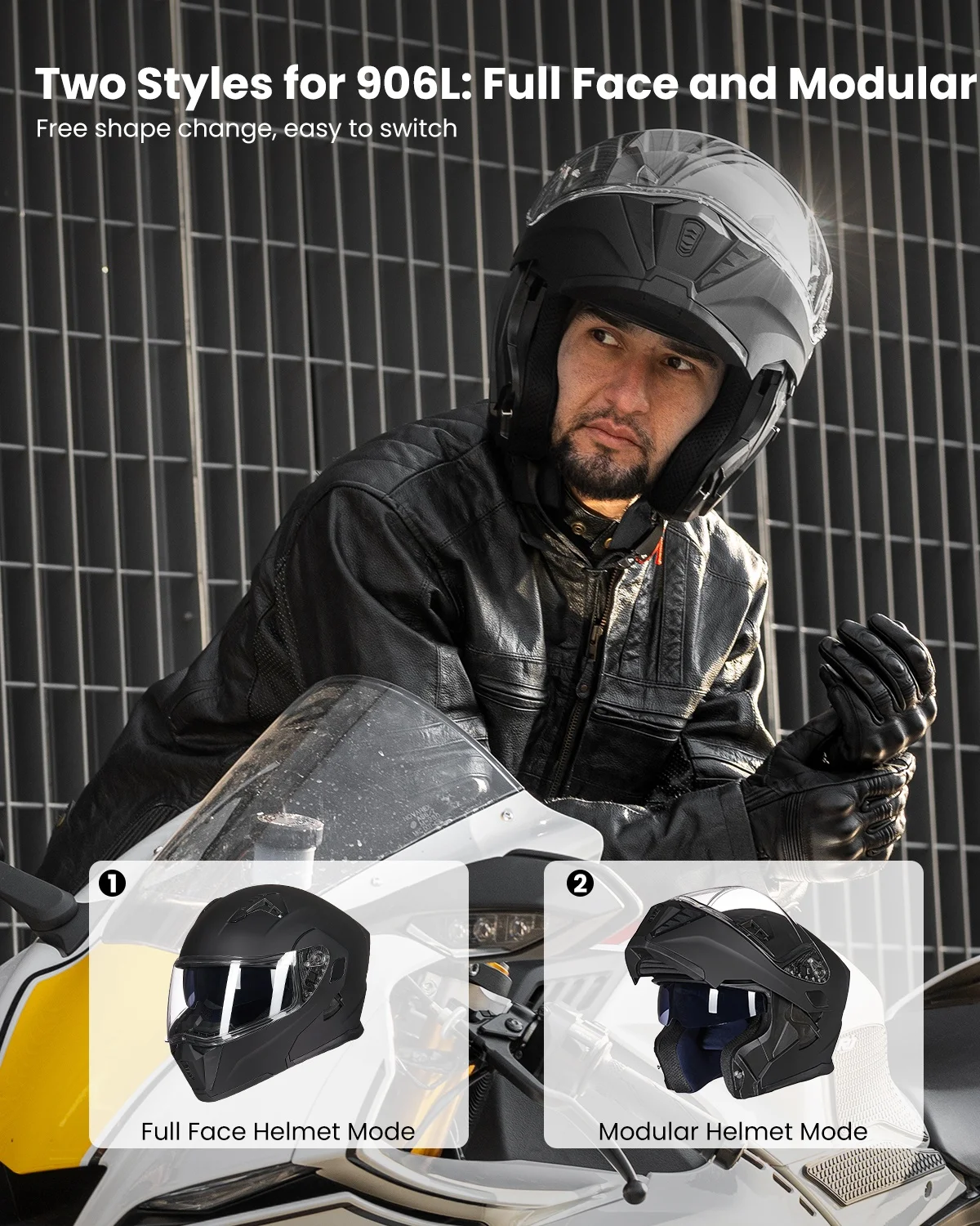 ILM Full Face Motorcycle Helmet Dual Visor - DOT Approved, Pinlock Ready, Rear Wing, For Street Bike, Men & Women (TheNight, XL)