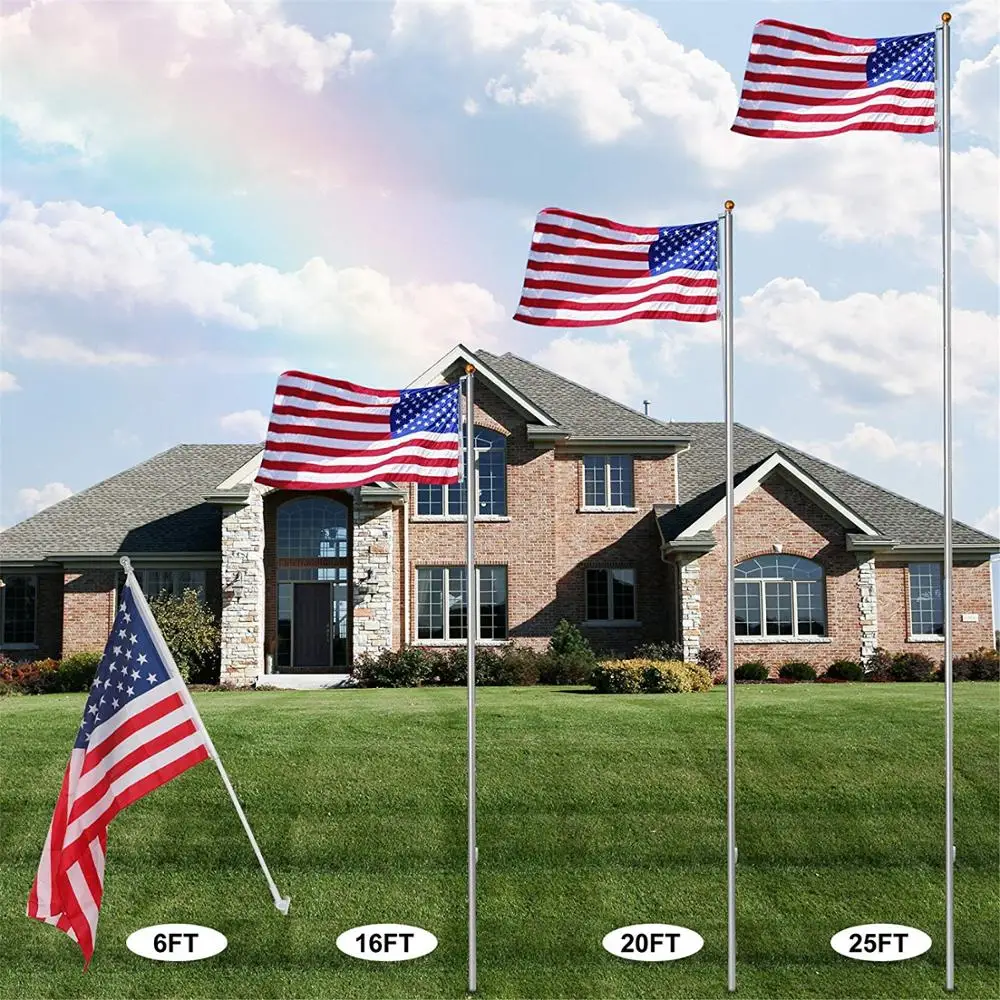 hight quality 16 20 25ft sectional flagpole kit aluminum flag