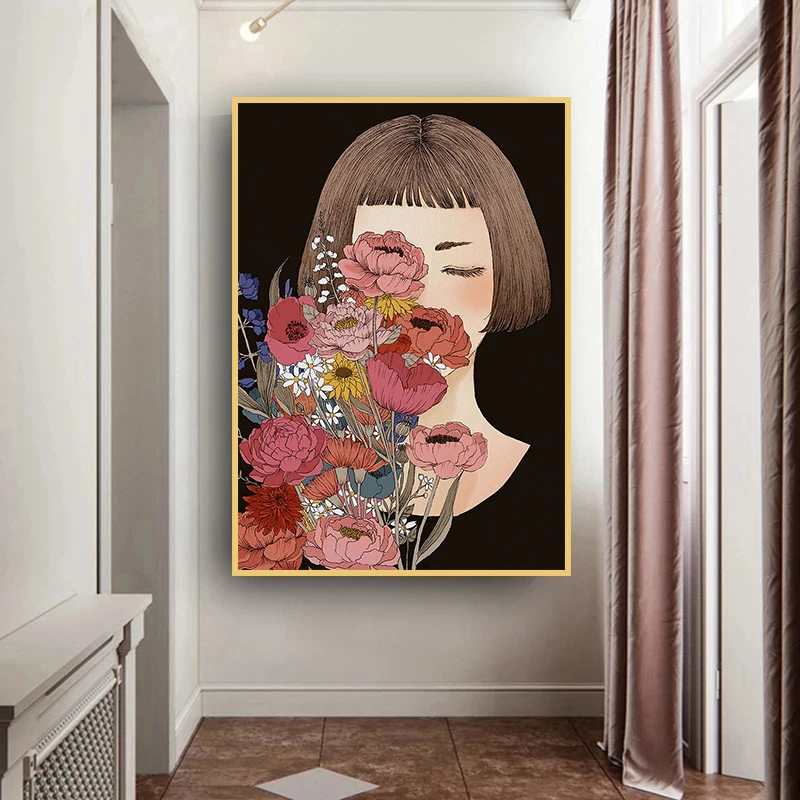 花女性モダンキャンバス絵画壁アートプリント北欧のセクシーな女の子のポスターリビングルームの寝室の家の装飾の写真 - Buy  モダンアートの絵画,キャンバスアートワーク,キャンバスプリント Product on Alibaba.com