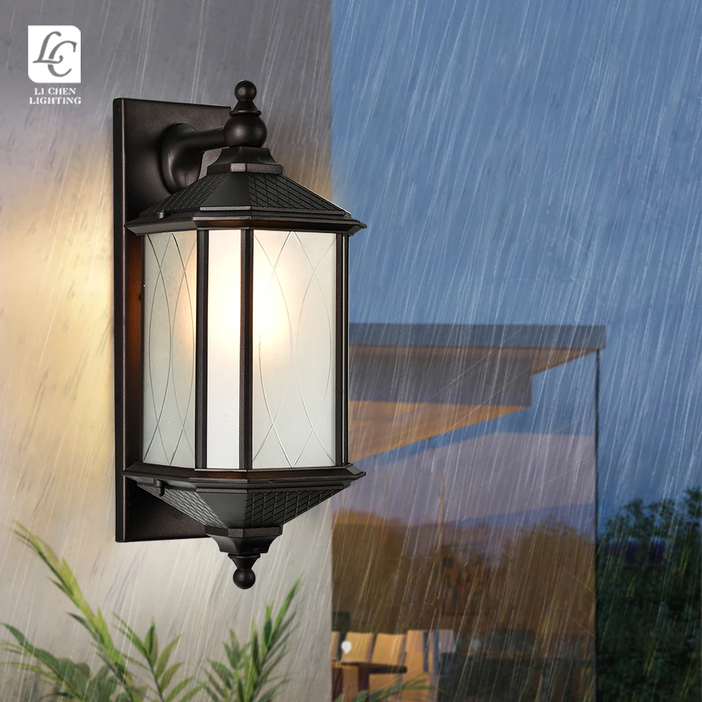 BD52 ETL Listed Modern IP65 Wall Mounted Porch Light Outdoor Waterproof Led Glass Wall Lamps Outdoor E27 Light