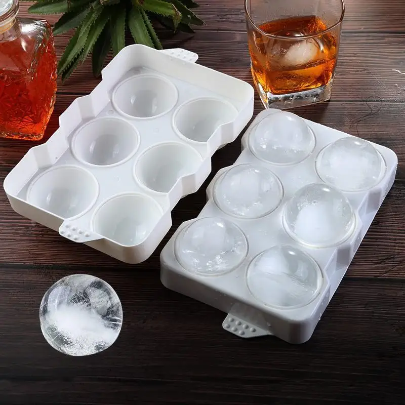 6 Large Ice Balls Maker Ice Cube Tray Sphere Round Cocktails Molds Whiskey